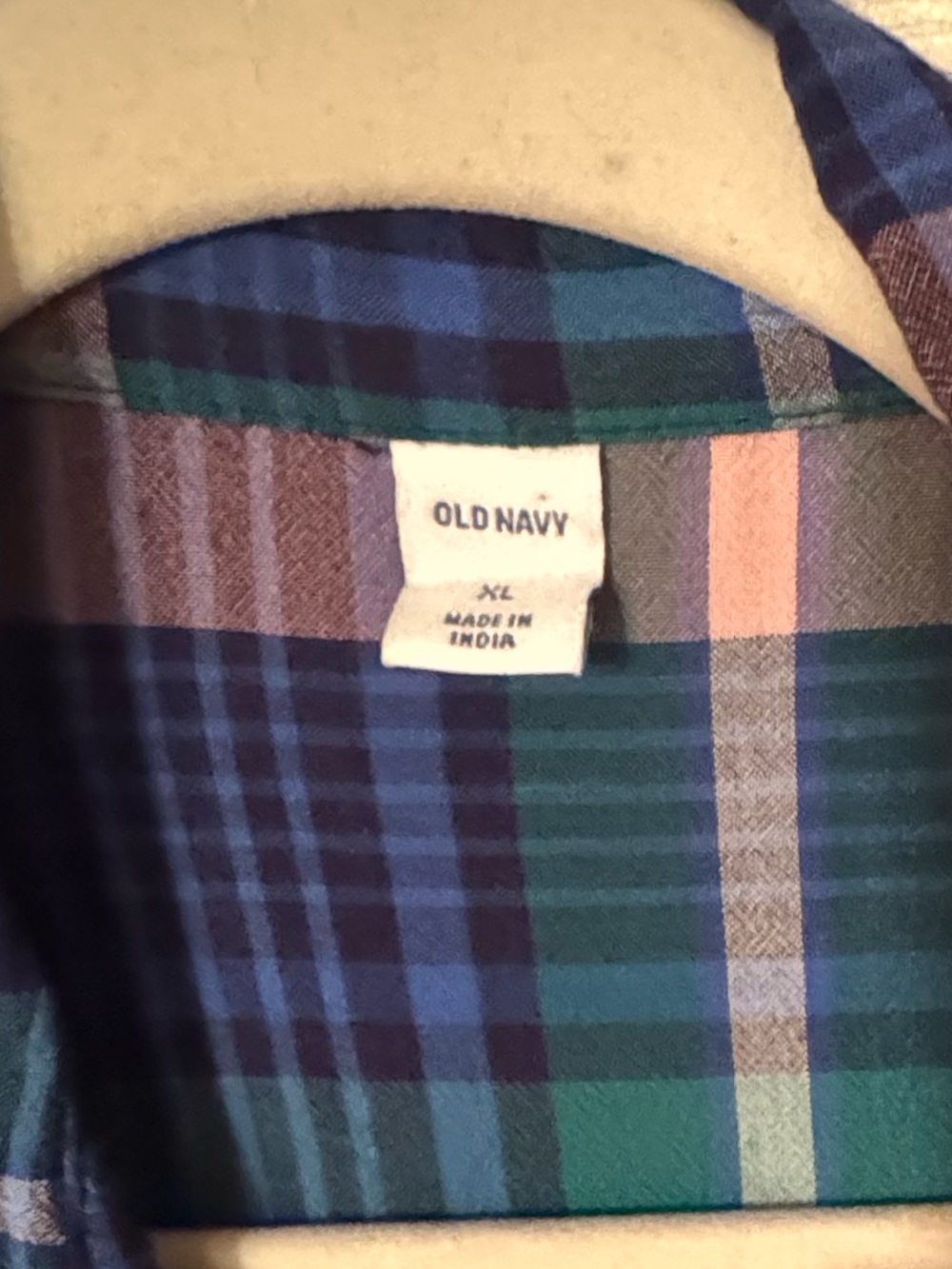 Old Navy Sz XL Blue, Green & Pink Plaid Button-Up Dress or Duster - Picture 2 of 8